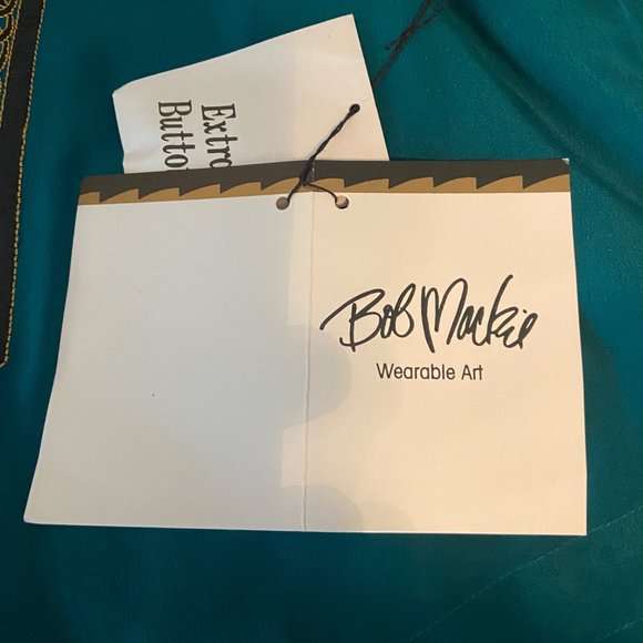 Bob Mackie Wearable Art Silk Jacket Top Tunic Sz Medium Drawstring Zip New Tags - Picture 12 of 13